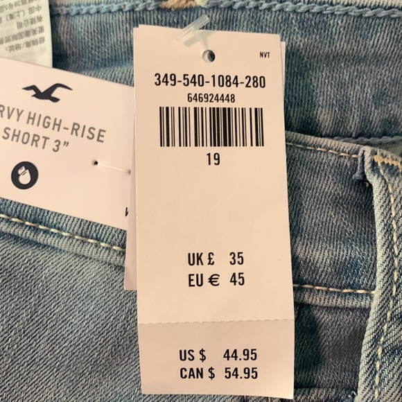 Hollister Shorts! Curvy High-Rise! Distressed! Size 19, NWT! - Picture 7 of 7